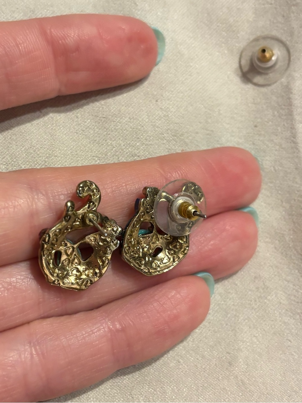 Betsey Johnson Multicolor Peacock Stud Earrings - Picture 3 of 4